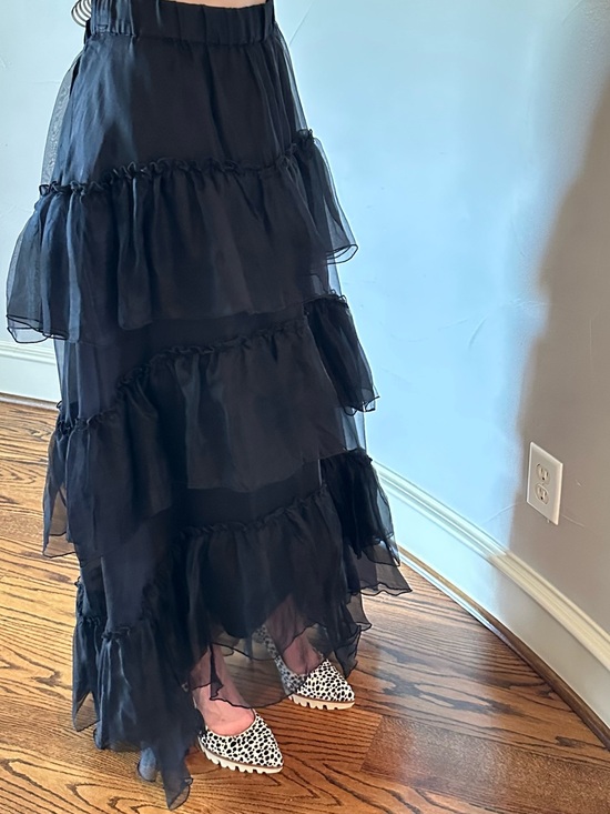 P.A.R.O.S.H. Dresses & Skirts - P.A.R.O.S.H. Black Silk Tiered Ruffle High and Low Maxi Skirt Women's Size  XL🌸